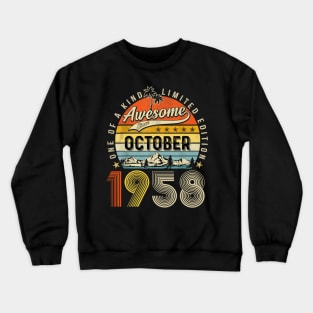 Awesome Since October 1958 Vintage 65th Birthday Crewneck Sweatshirt